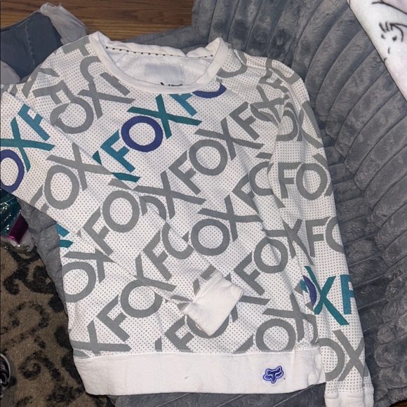 Fox Sweaters - White and Blue FOX Sweatshirt